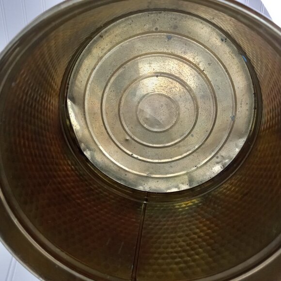 Large Brass Planter Hammered Gold Trash Can 10 x 12.5 MCM Patina Vtg Flower Pot - Picture 11 of 12
